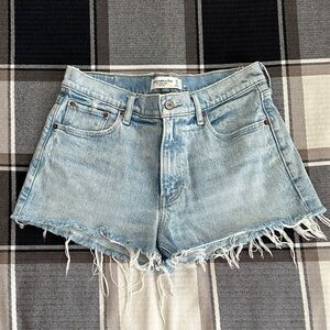Abercrombie & Fitch Light Blue Mid Rise Mom Short Jean Shorts